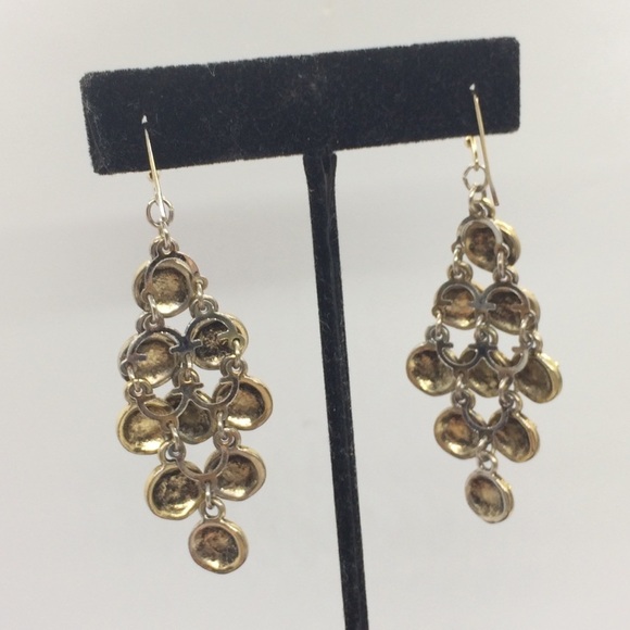 3/$30 BRASS CHANDELIER DANGLE ARTICULATED CIRCLE COIN EARRINGS - Picture 8 of 9